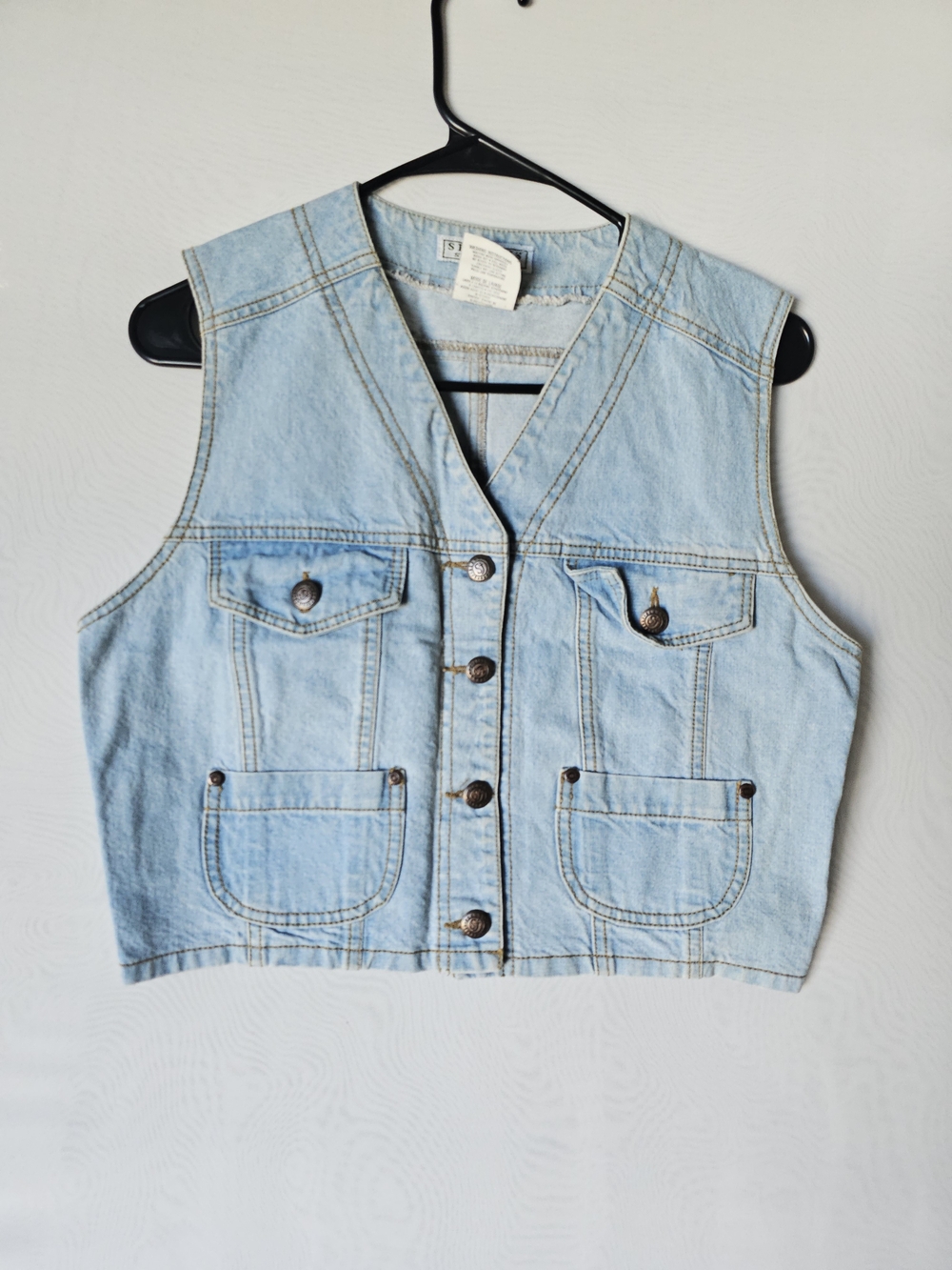 Vintage Season’s Sportswear Light Wash Denim Vest | Size Small